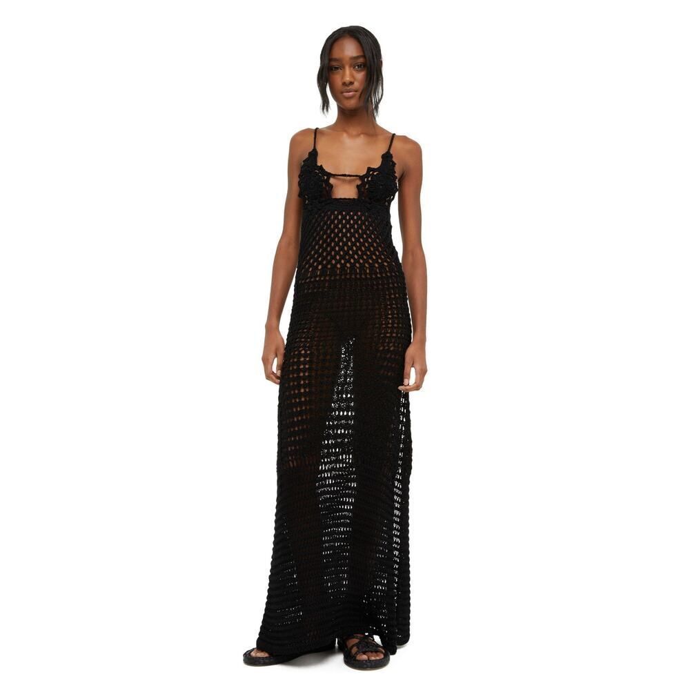 Alanui A Love Letter To India knit crochet maxi Dress black L